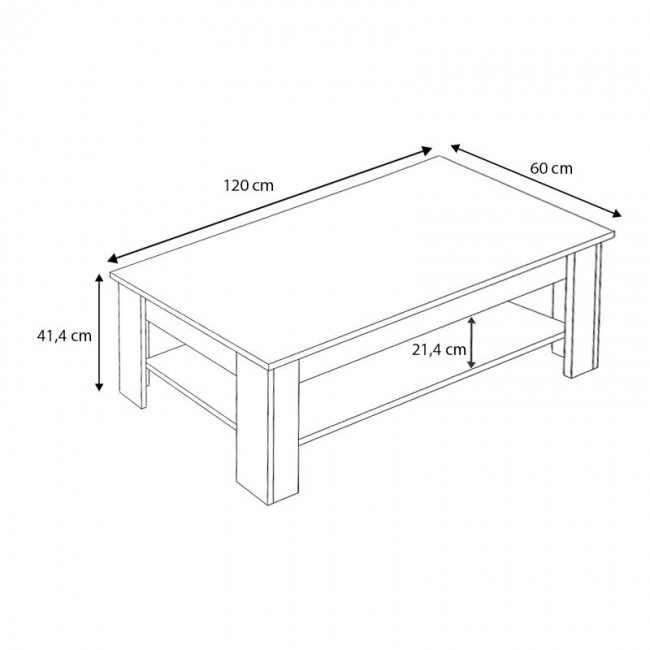Spello Megapap melamine coffee table in oak color 120x60x41,4cm.