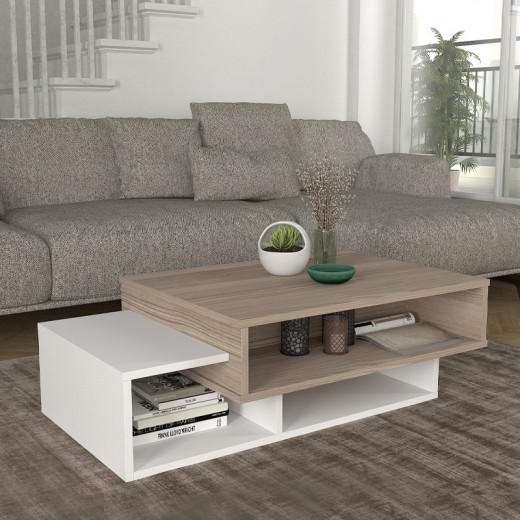 Τραπεζάκι σαλονιού Tab Megapap χρώμα λευκό - cordoba 105x60x32εκ.