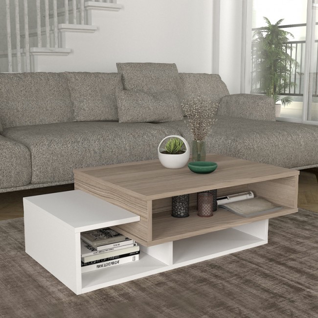 Τραπεζάκι σαλονιού Tab Megapap χρώμα λευκό - cordoba 105x60x32εκ.