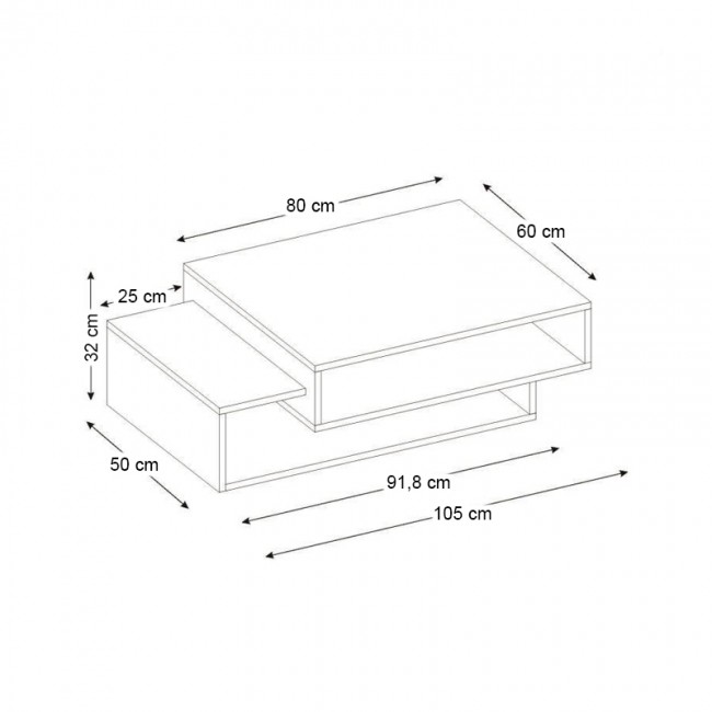 Tab Megapap melamine coffee table in white - cordoba color 105x60x32cm.