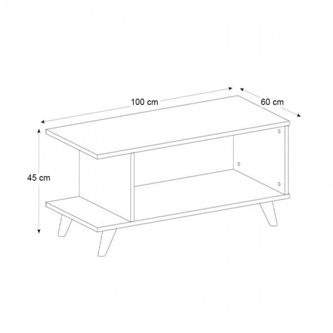 Titus Megapap melamine coffee table in white color 100x60x45cm.