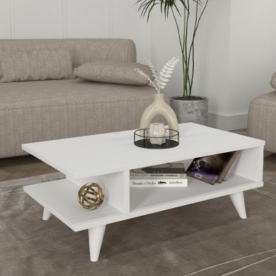 Titus Megapap melamine coffee table in white color 80x45x30cm.