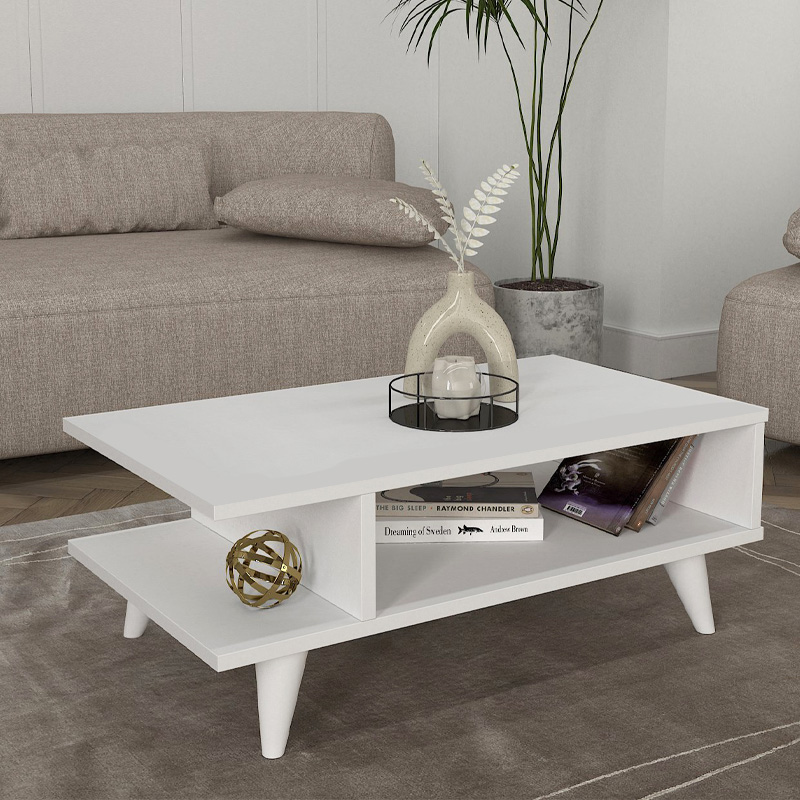 Titus Megapap melamine coffee table in white color 80x45x30cm.