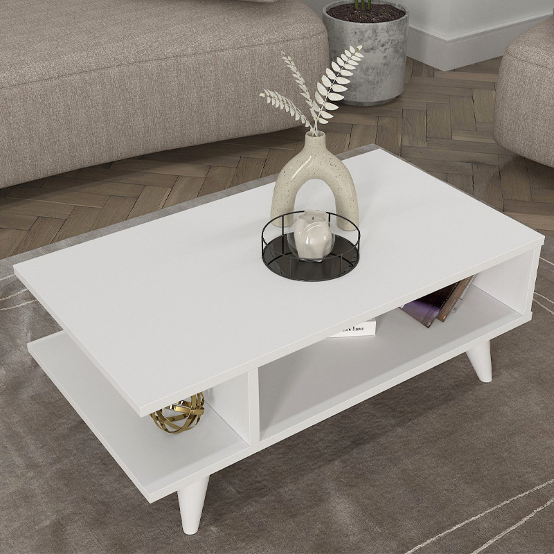Titus Megapap melamine coffee table in white color 80x45x30cm.
