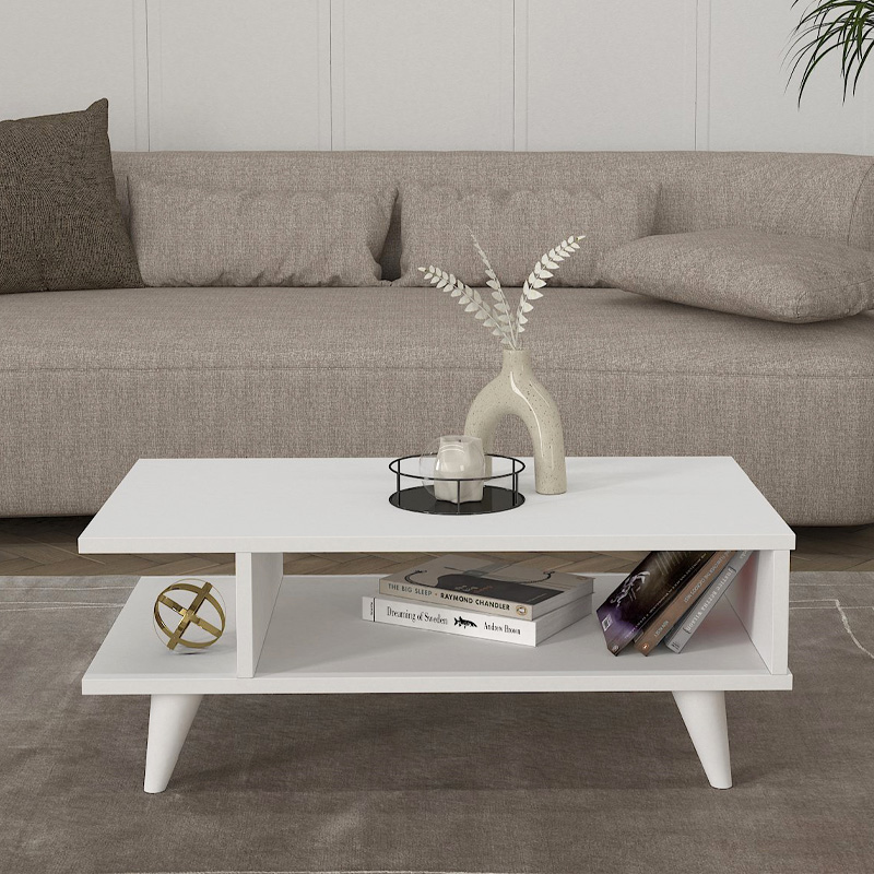 Titus Megapap melamine coffee table in white color 80x45x30cm.