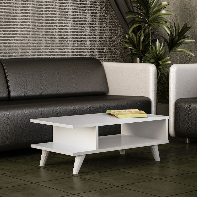 Titus Megapap melamine coffee table in white color 80x45x30cm.