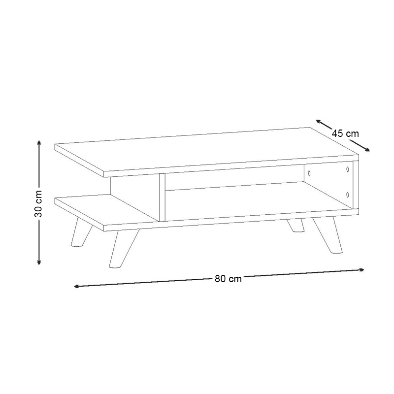 Titus Megapap melamine coffee table in white color 80x45x30cm.