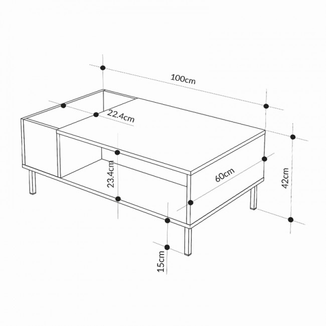 Vena Megapap melamine coffee table in ash green color 100x60x42cm.