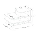 Venus Megapap melamine coffee table in white - walnut color 85x60x43,6cm.