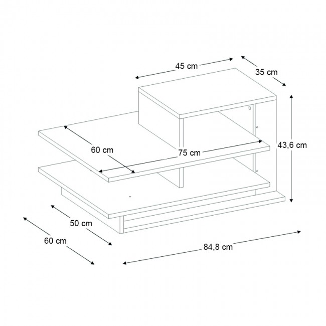 Venus Megapap melamine coffee table in white - walnut color 85x60x43,6cm.