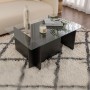 Τραπεζάκι σαλονιού Vetrino Megapap γυάλινο χρώμα black wood 105x65x40εκ.