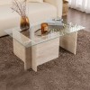 Τραπεζάκι σαλονιού Vetrino Megapap γυάλινο χρώμα travertine 105x65x40εκ.