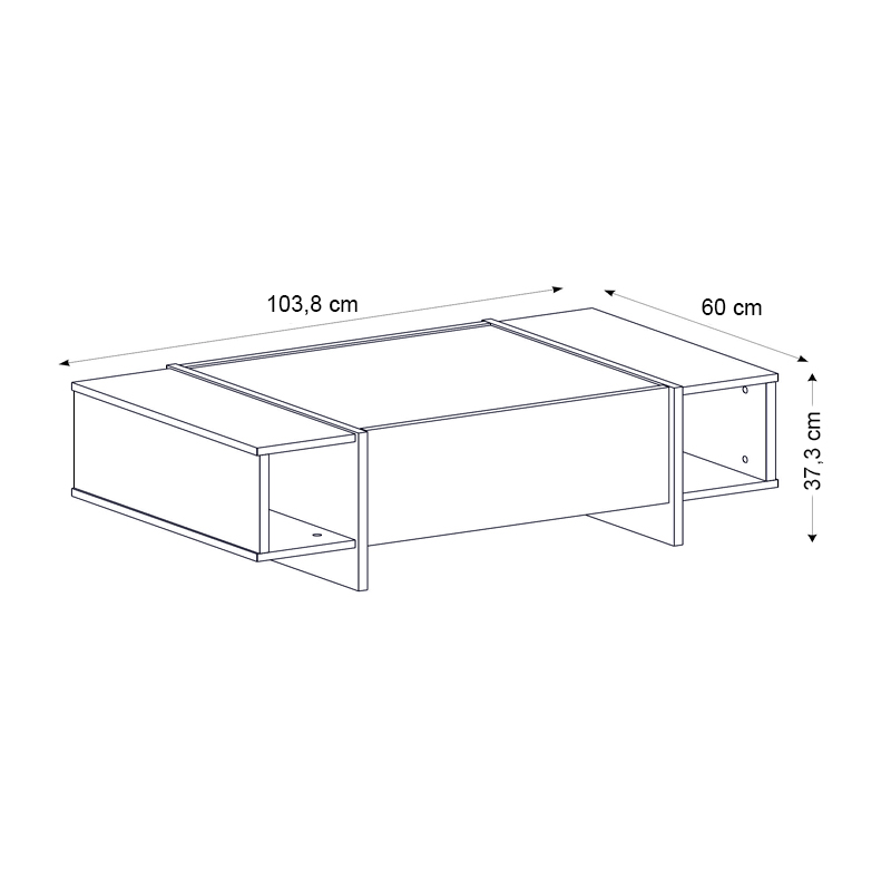 Veyron Megapap melamine coffee table in black marble effect color 104x60x37,3cm.