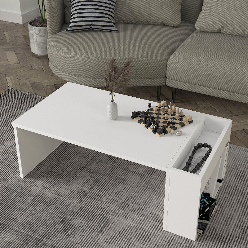 View Megapap melamine coffee table in white color 95x50x34cm.