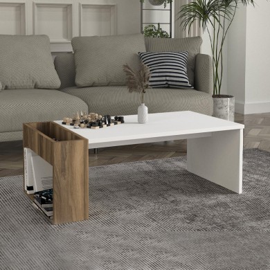 View Megapap melamine coffee table in white - walnut color 95x50x34cm.