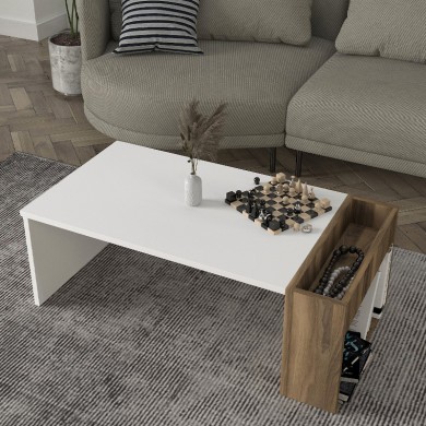 View Megapap melamine coffee table in white - walnut color 95x50x34cm.