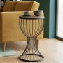 Aldora Megapap metallic - Mdf side table in walnut - black color 35x35x58cm.