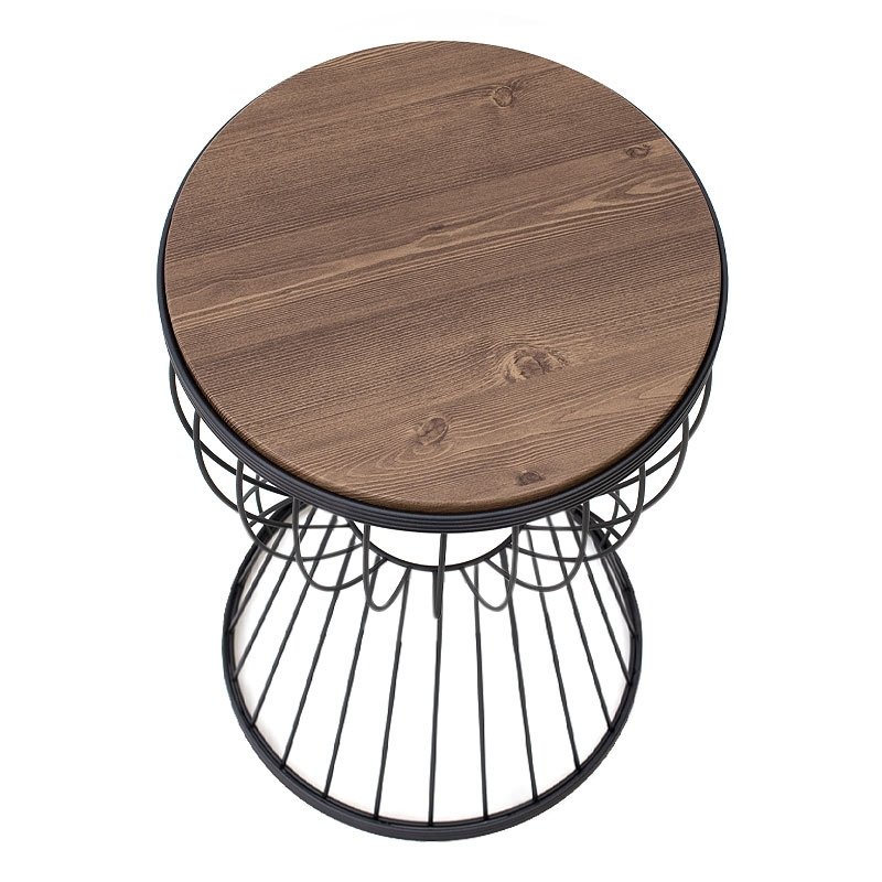 Aldora Megapap metallic - Mdf side table in walnut - black color 35x35x58cm.