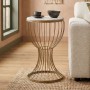 Aldora Megapap metallic - Mdf side table in gold - white marble effect color 35x35x58cm.