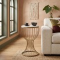 Aldora Megapap metallic - Mdf side table in gold - white marble effect color 35x35x58cm.