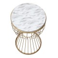 Aldora Megapap metallic - Mdf side table in gold - white marble effect color 35x35x58cm.