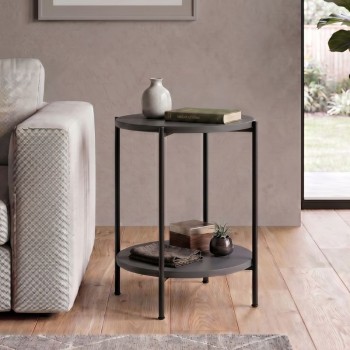 Argento Megapap metallic - melamine side table in anthracite color 43x43x60cm.