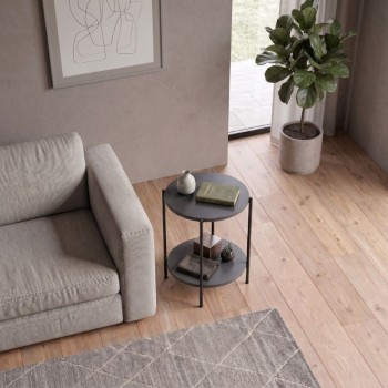 Argento Megapap metallic - melamine side table in anthracite color 43x43x60cm.