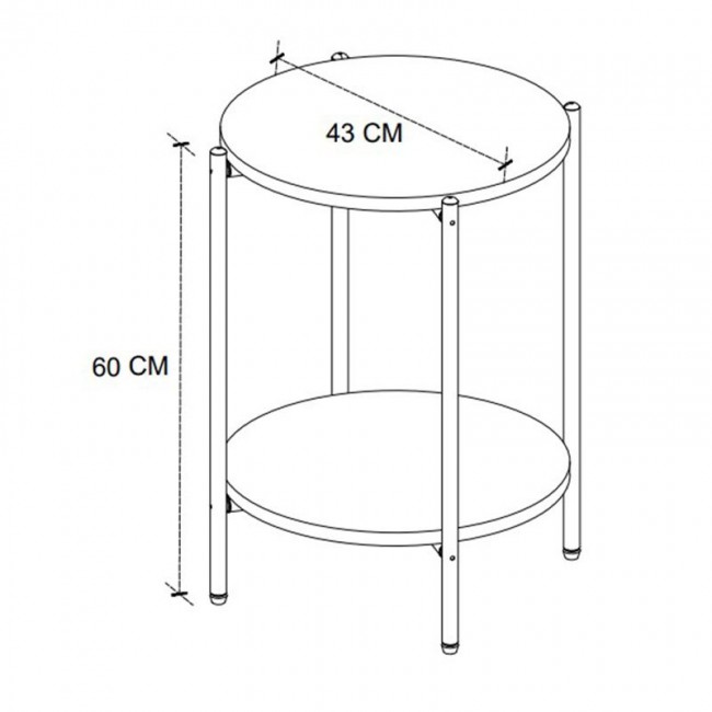 Argento Megapap metallic - melamine side table in pine oak color 43x43x60cm.