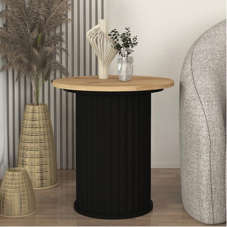 Bohema Megapap melamine side table in black - sepet oak color Ø50x53,2cm.