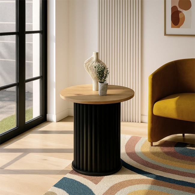 Τραπεζάκι βοηθητικό Bohema Megapap χρώμα μαύρο - sepet oak Ø50x53,2εκ. Τραπεζάκι βοηθητικό Bohema Megapap χρώμα μαύρο - sepet oak Ø50x53,2εκ.