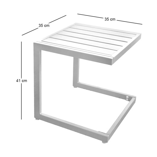 CORTE Side Table Metal White 35x35x41cm