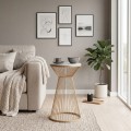 Cresta Megapap metal - MDF side table in gold - white marble color Ø34,5x58,5cm.