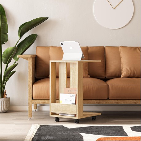 Edi Megapap melamine side table in oak color 37x45x60cm.