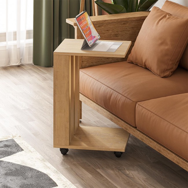 Edi Megapap melamine side table in oak color 37x45x60cm.