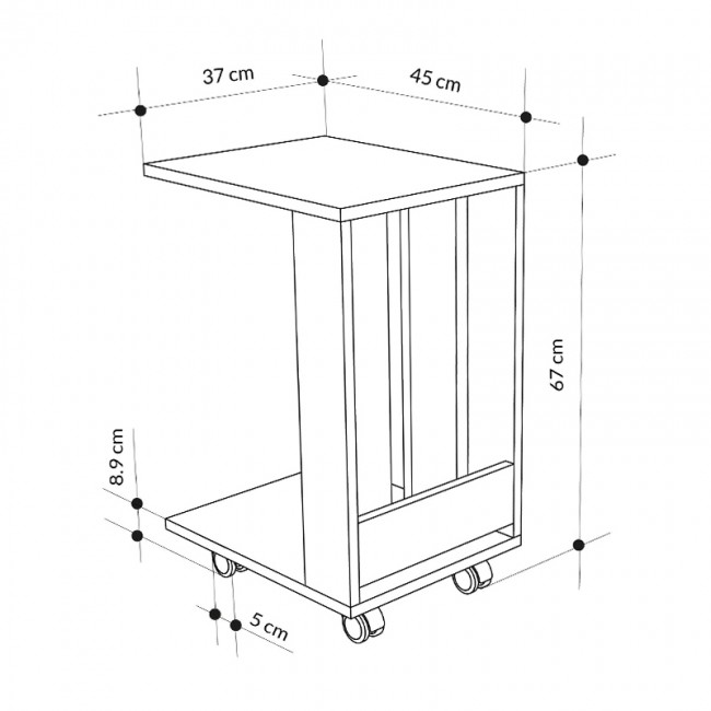 Edi Megapap melamine side table in oak color 37x45x60cm.