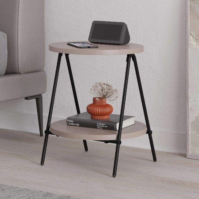 Side table Essel Megapap melamine light mocha color 35x35x42cm.