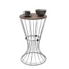 Girene Megapap metallic - Mdf side table in silver - black color 32x32x58cm.