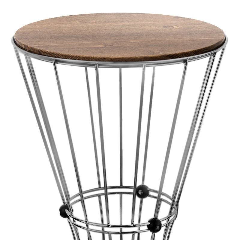 Girene Megapap metallic - Mdf side table in silver - black color 32x32x58cm.