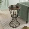 Girene Megapap metallic - Mdf side table in walnut - black color 32x32x58cm.