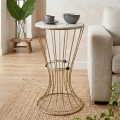 Girene Megapap metallic - Mdf side table in gold - white marble effect color 32x32x58cm.
