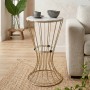 Girene Megapap metallic - Mdf side table in gold - white marble effect color 32x32x58cm.