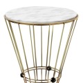 Girene Megapap metallic - Mdf side table in gold - white marble effect color 32x32x58cm.