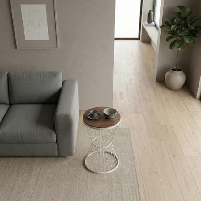 Βοηθητικό τραπεζάκι Hoffman Megapap μεταλλικό - Mdf χρώμα λευκό - καρυδί 35x35x58εκ.