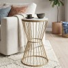 Hoffman Megapap metallic - Mdf side table in white - golden color 35x35x58cm.
