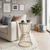 Hoffman Megapap metallic - Mdf side table in white - golden color 35x35x58cm.