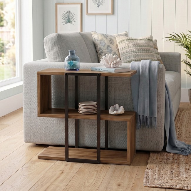 Homia Megapap melamine side table in walnut Ud color 56x25x56.5cm.