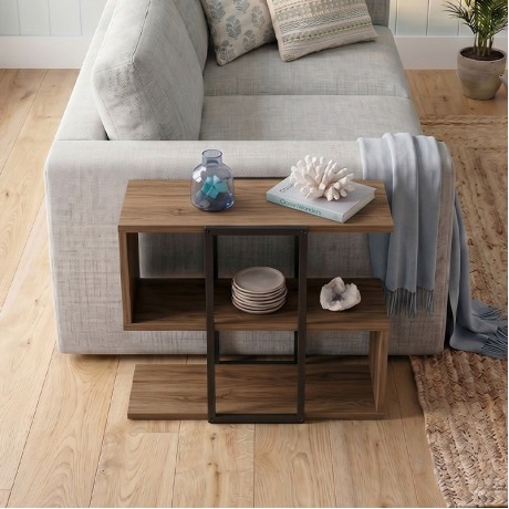 Homia Megapap melamine side table in walnut Ud color 56x25x56.5cm.