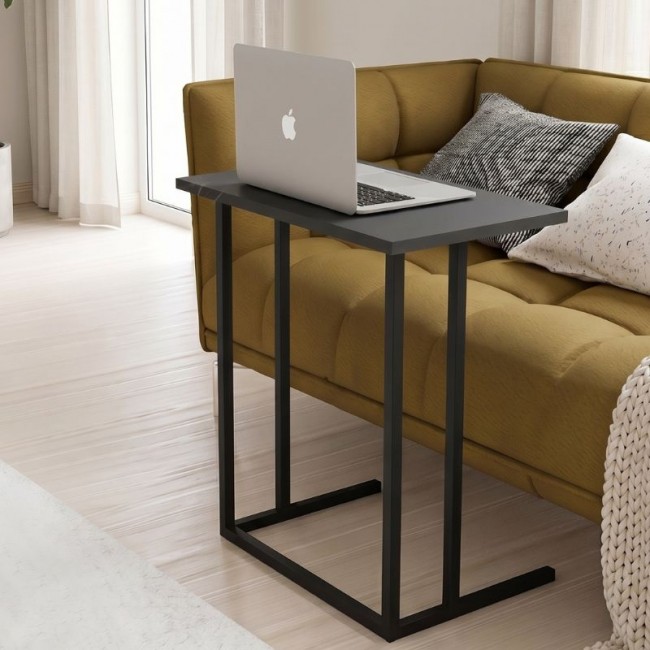 Jango Megapap metallic - melamine side table in black - anthracite color 60x35,5x65,5cm.