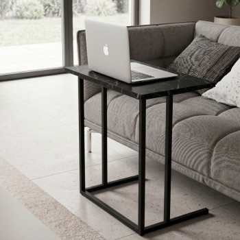 Τραπεζάκι βοηθητικό Jango Megapap μεταλλικό - μελαμίνης χρώμα μαύρο εφέ μαρμάρου 60x35,5x65,5εκ.