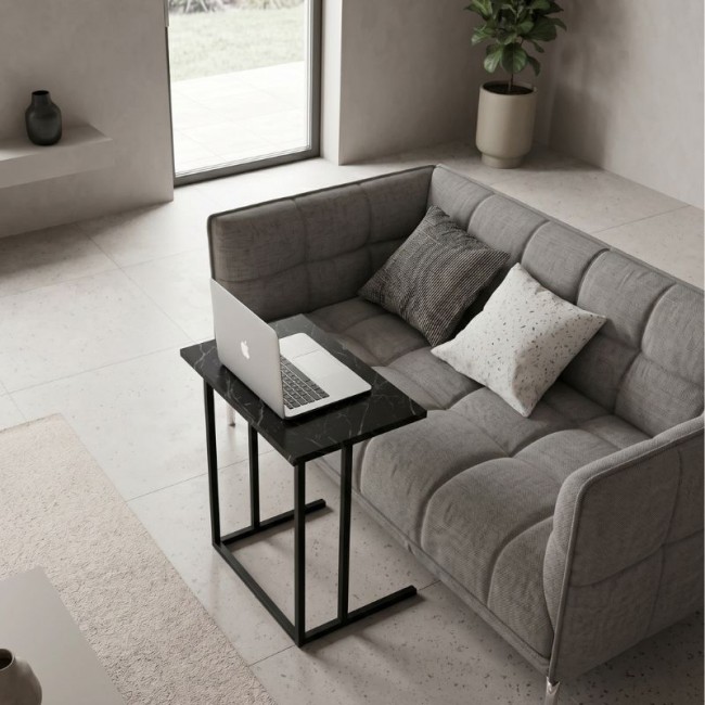 Jango Megapap metallic - melamine side table in black marble effect color 60x35,5x65,5cm.